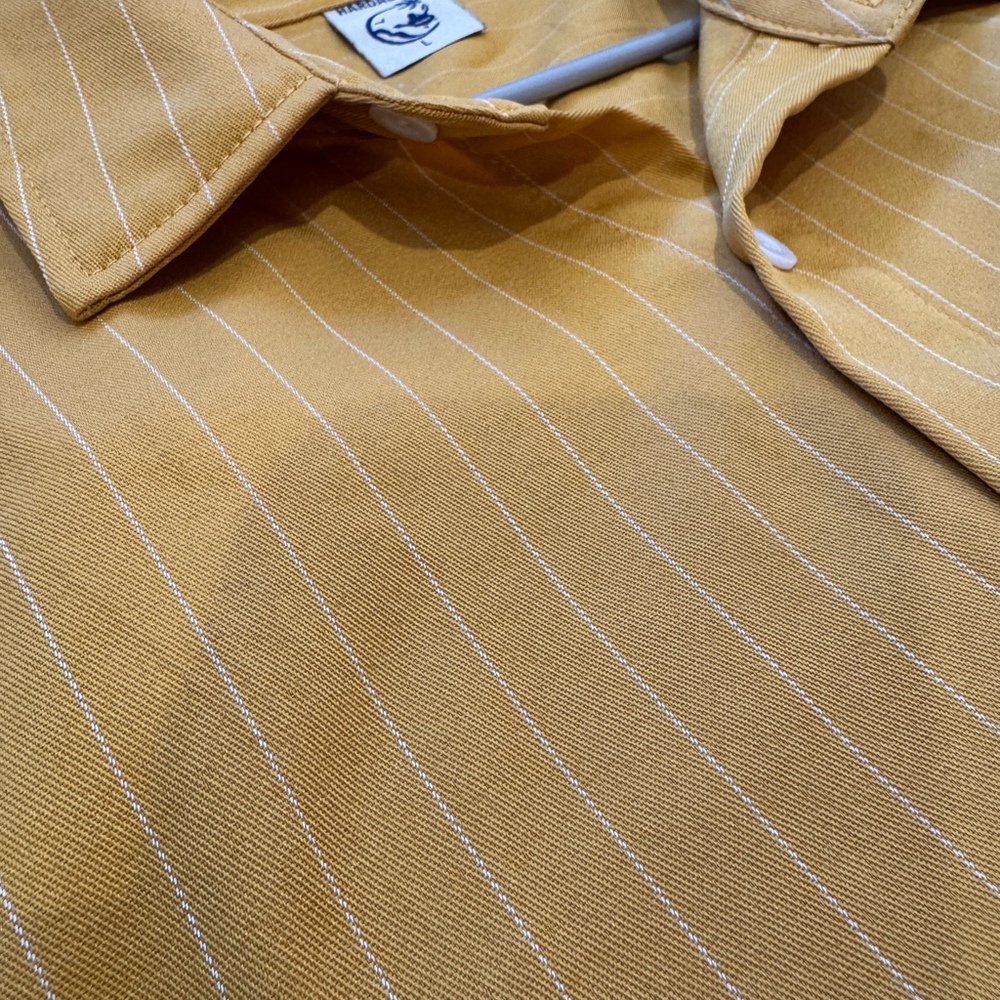 Yellow Pinstripe Button-Up Retro Shirt (HARDADDY)